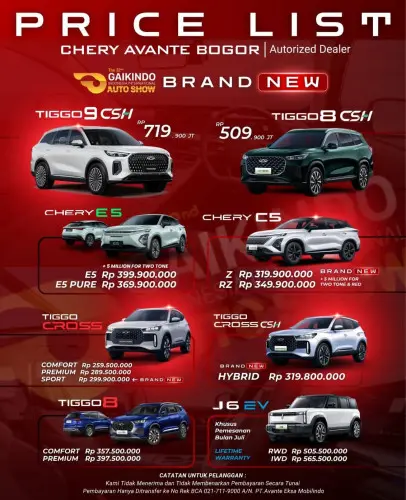 Pricelist Harga Chery pademangan 2025